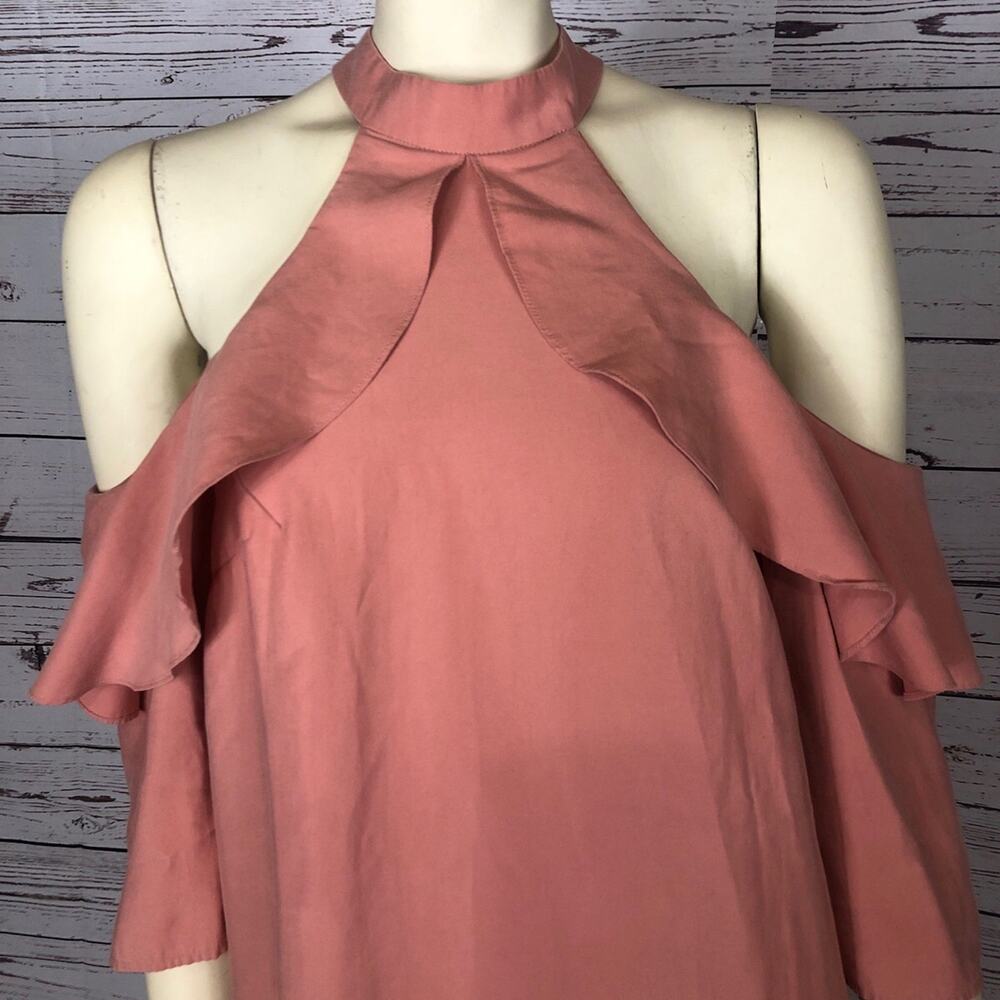 Bcbgeneration Cold Shoulder High Neck Halter Ruff… - image 5